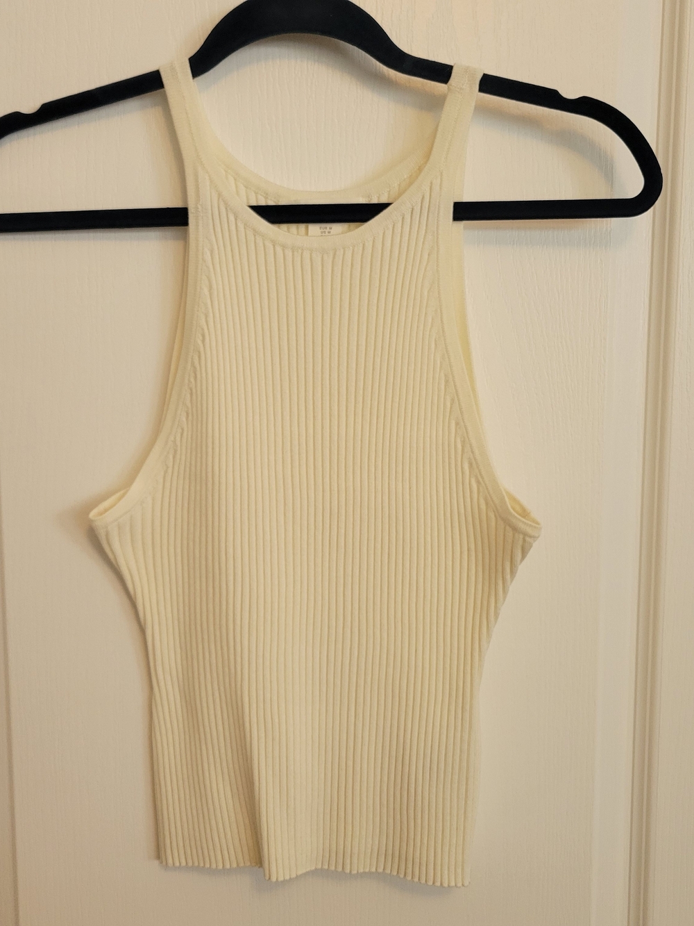 H&M Ribbed High-Neck Tank Top — Off-White/Cream